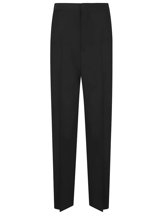 Balenciaga Wool Trousers with Satin Stripe and Hidden Closure