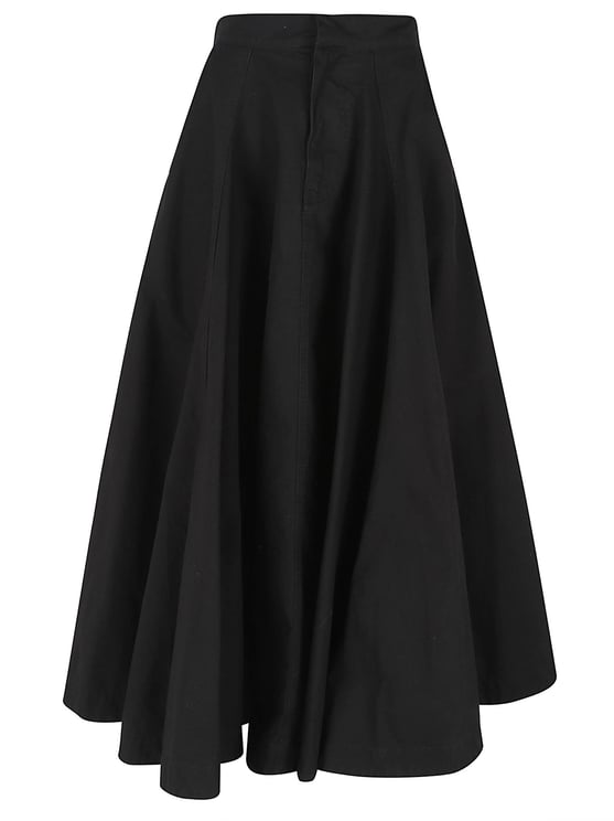 Balenciaga Godet Cut Black Skirt with Invisible Zip Closure