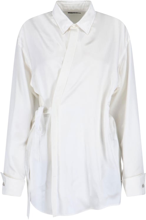 Balenciaga White Silk Shirt with Waist Detail