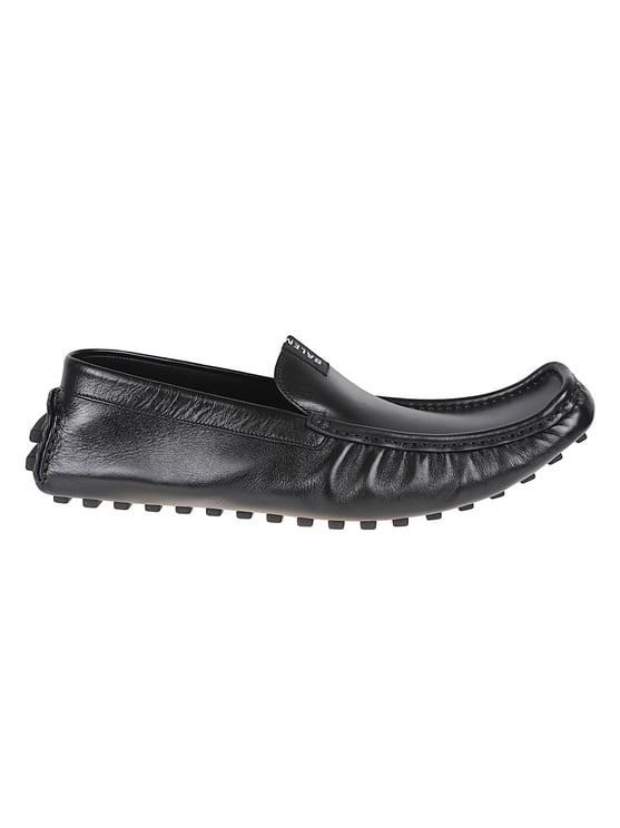 Balenciaga Polished Calf Leather Moccasin Shoes with Elongated Square Toe