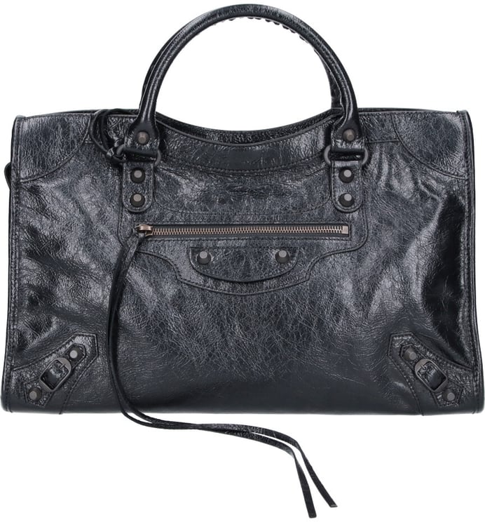 Balenciaga Black City Medium Textured Leather Shoulder Bag