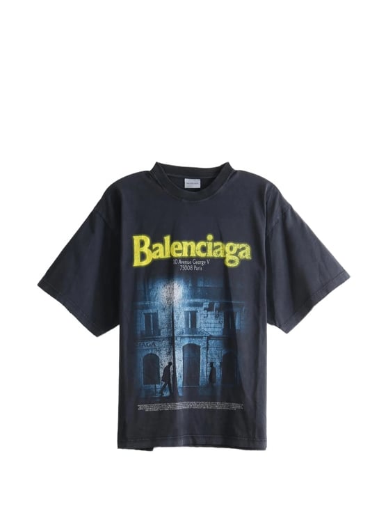 Balenciaga Boxy Oversized T-Shirt with Graphic Print and Dropped Shoulders