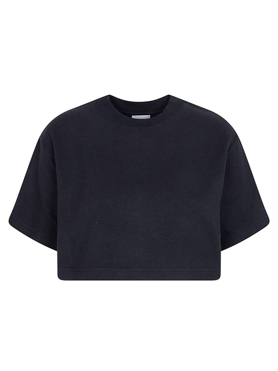 Balenciaga Cropped Black Interlock Jersey T-Shirt with Embroidered Logo