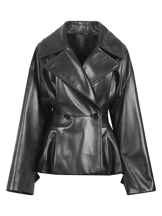 Balenciaga Structured Double-Breasted Lamb Leather Coat