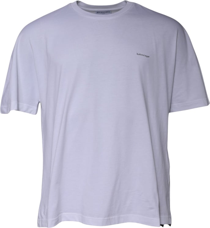 Balenciaga Balenciaga White Logo Cotton Crew Neck Short Sleeves T-shirt