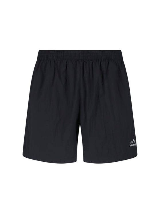 Balenciaga Minimalist Black Shorts with Elastic Waistband