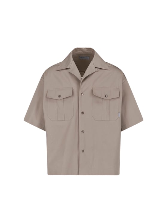 Balenciaga Boxy Cropped Shirt with Flap Chest Pockets
