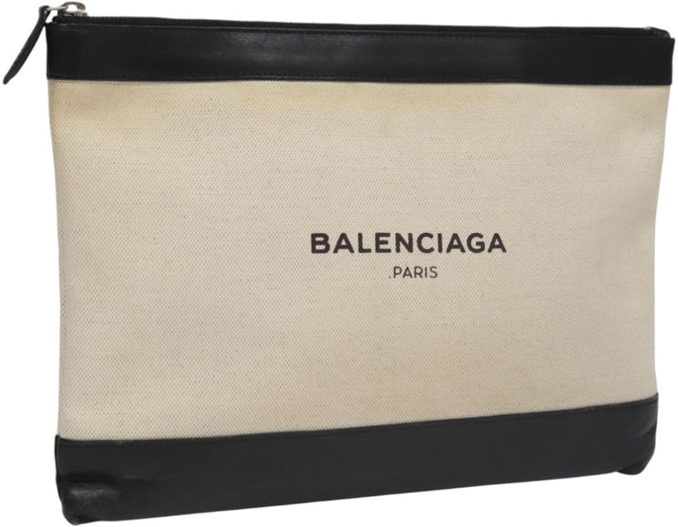 Balenciaga Balenciaga Navy Zip Pouch Canvas and Leather XL