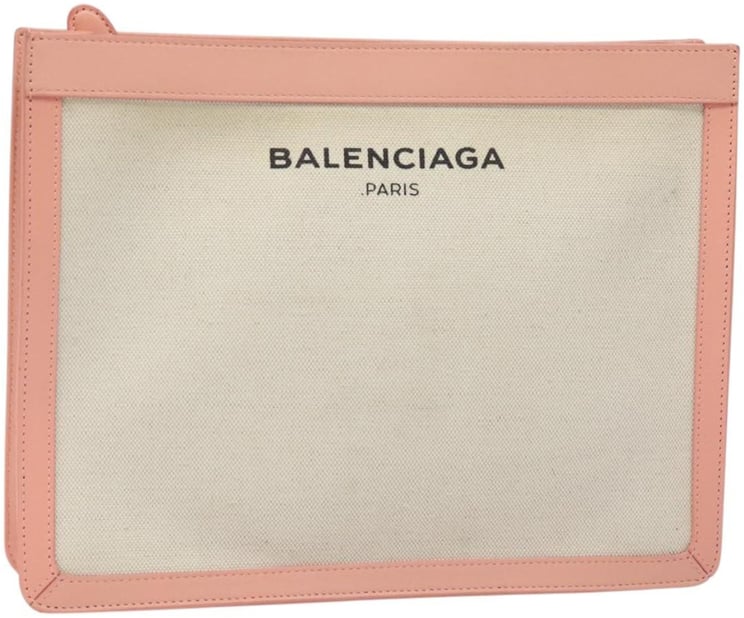 Balenciaga Balenciaga Navy Clutch Canvas with Leather Large