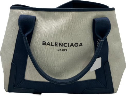 Balenciaga Balenciaga Navy Cabas Canvas with Leather Small
