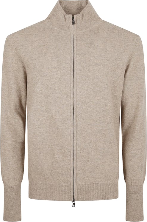 Ballantyne Plain Knit Beige Wool Sweater With Comfortable Fit