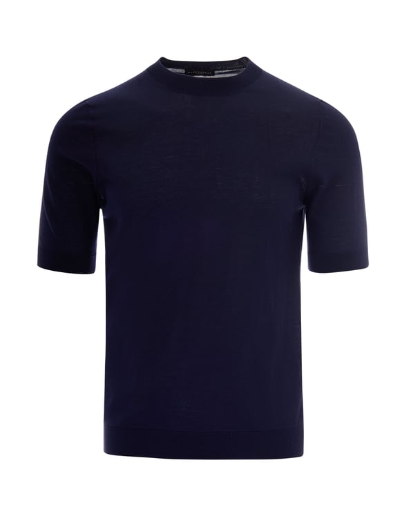 Ballantyne Short-Sleeve Slim-Fit Knit Top with Ribbed Detailing
