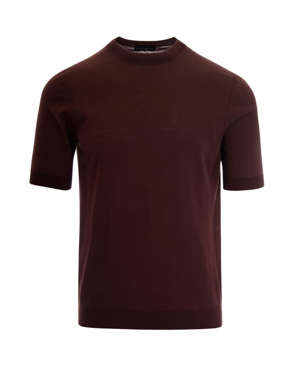 Ballantyne Slim-Fit Short-Sleeve Knit Top with Ribbed Details