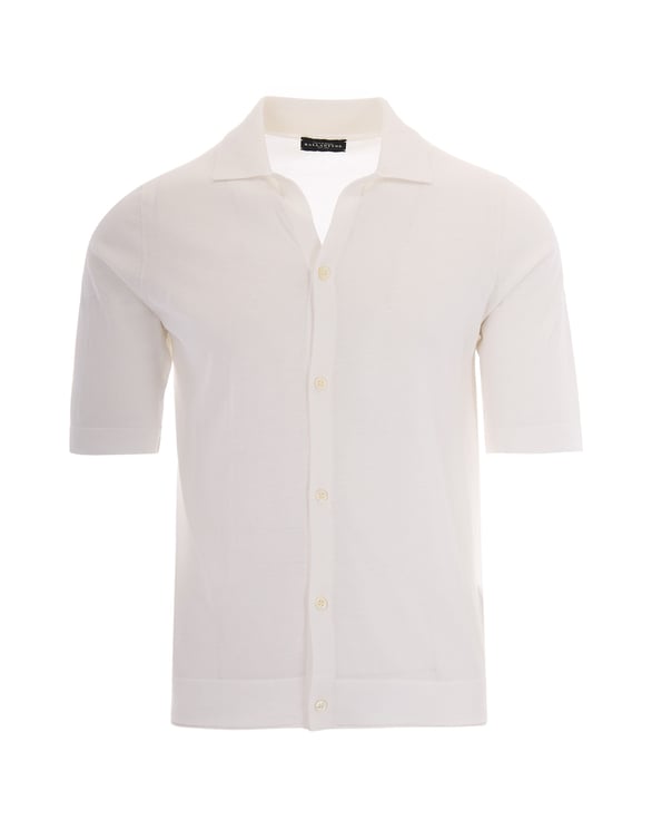 Ballantyne White Button-Up Shirt with Classic Collar and Smooth Finish