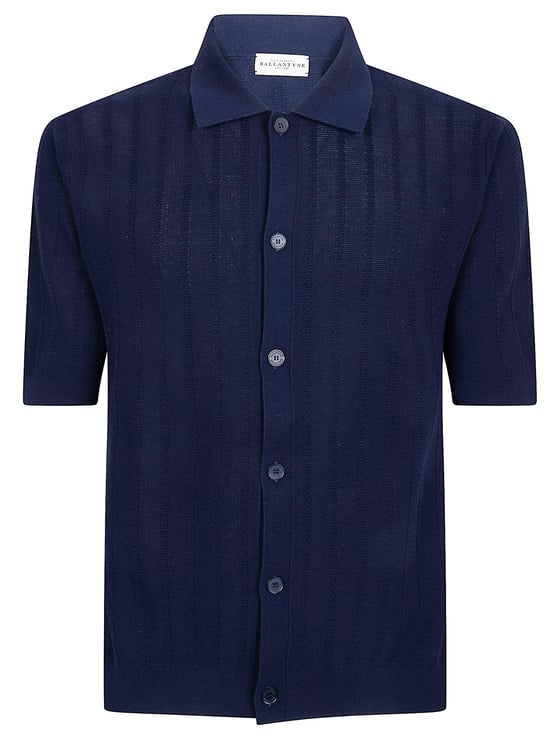 Ballantyne Short-Sleeved Button-Up Shirt with Vertical Stripe Pattern