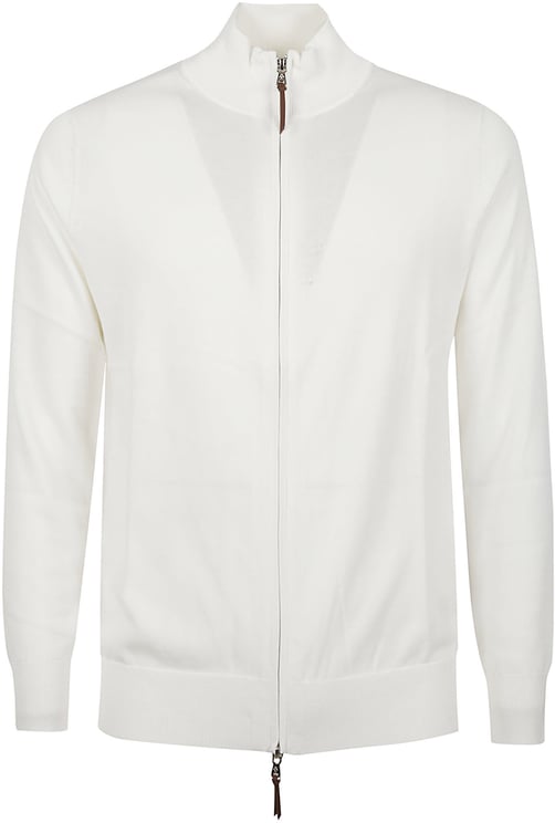 Ballantyne Plain Full Zip Cardigan White