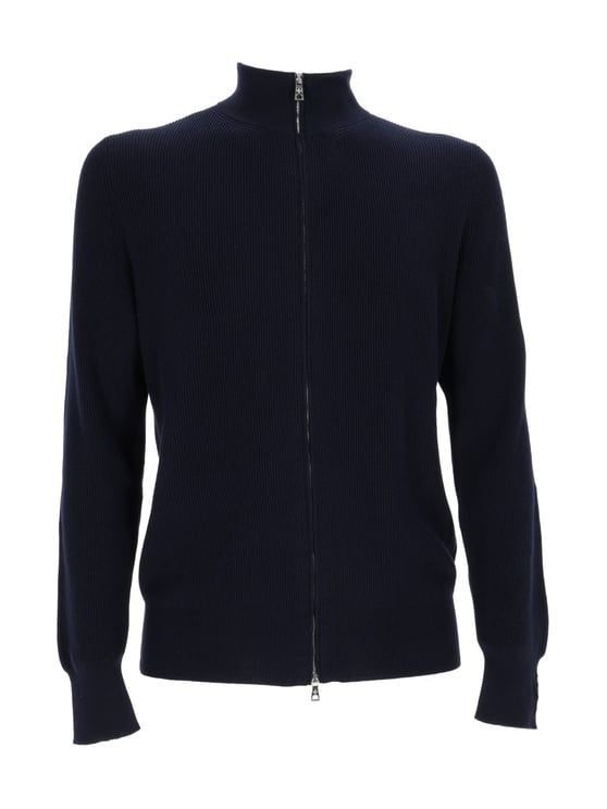 Ballantyne Ribbed Cotton Full Zip Sweater