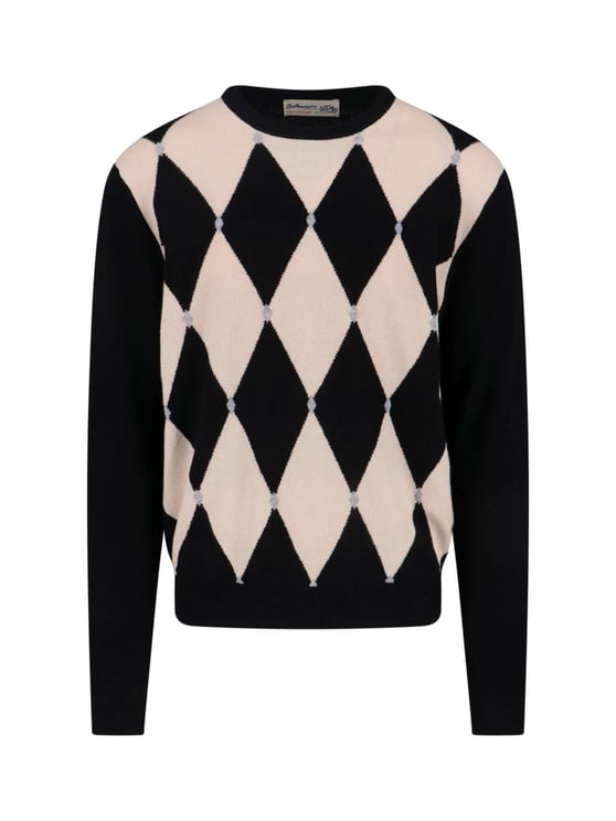Ballantyne Cashmere Sweater, Black, Crew Neck, Long Sleeves