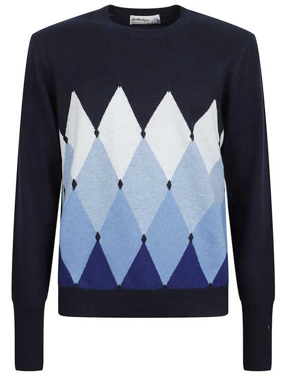 Ballantyne Classic Argyle Knit Sweater With Gradient Design
