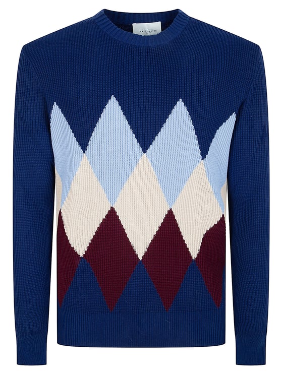 Ballantyne Argyle Patterned Cotton Knit Sweater by Ballantyne