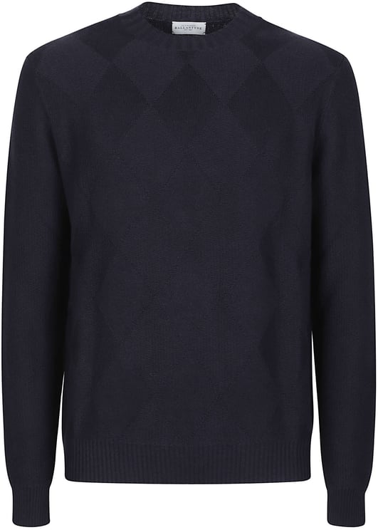 Ballantyne Diamond Intarsia Sweater Blue
