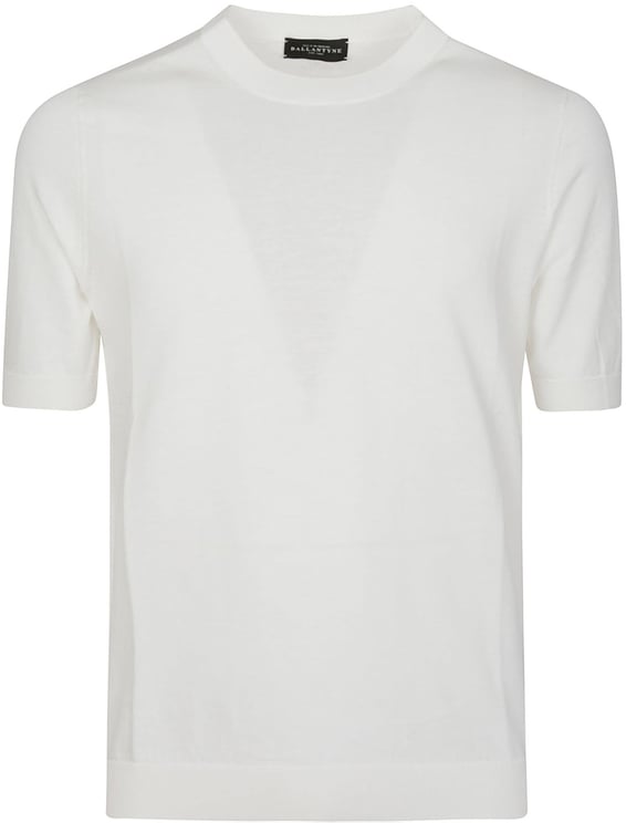 Ballantyne Short Sleeve Plain Sweater White