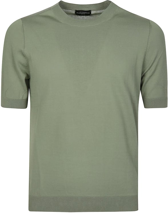 Ballantyne Short Sleeve Plain Sweater Green