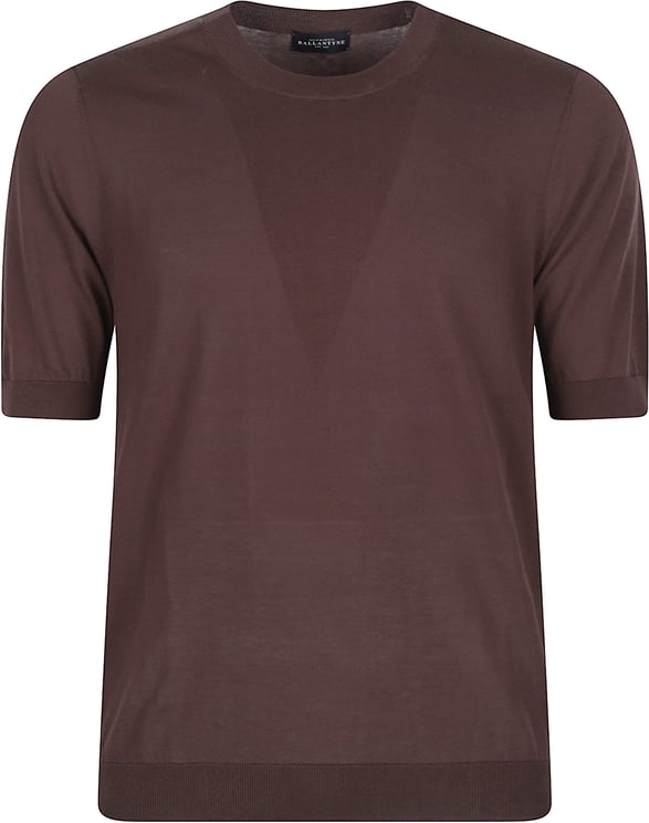 Ballantyne Short Sleeve Plain Sweater Brown