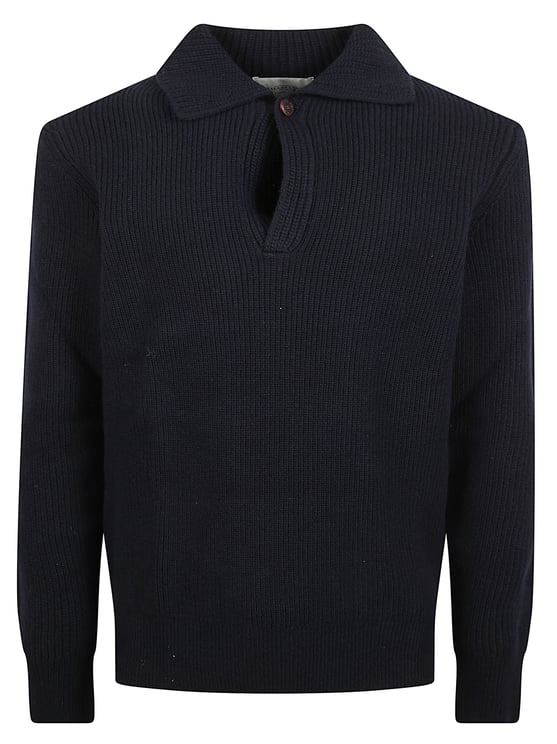 Ballantyne Ribbed Knit Sweater With Deep V-Neck
