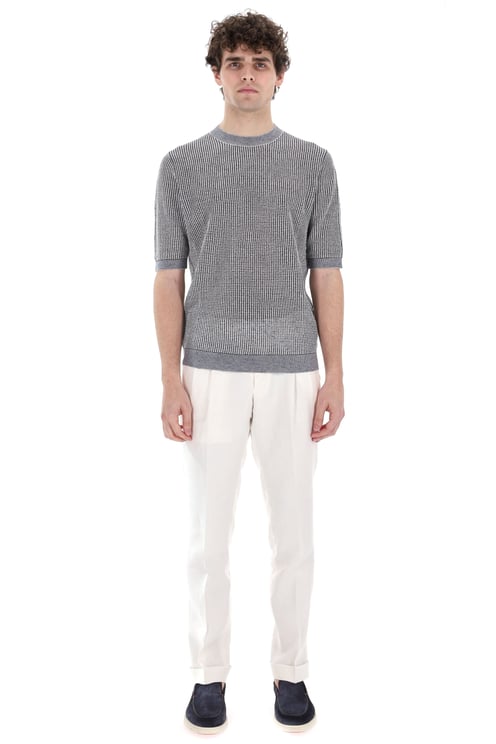 Ballantyne Jacquard Cotton-Linen T-Shirt
