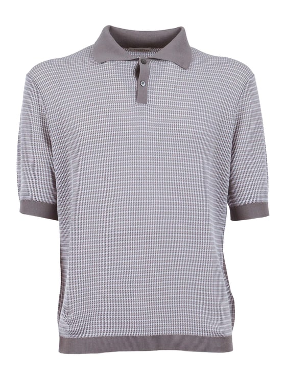 Ballantyne Textured Knit Polo with Contrasting Trim and Two-Button Closure