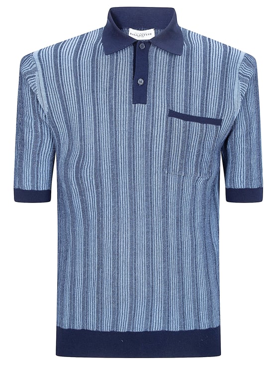 Ballantyne Textured Stripe Polo Shirt with Chest Pocket Detail