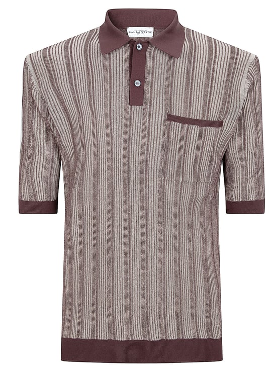 Ballantyne Textured Striped Polo Shirt with Classic Collar and Chest Pocket