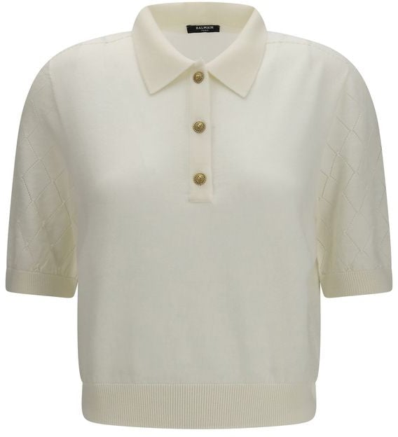 Balmain Balmain White Wool Oves Aries Polo Shirt