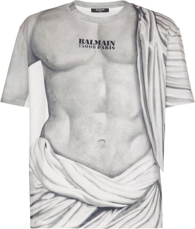 Balmain Art-Inspired Short-Sleeved T-Shirt with Graphic Print