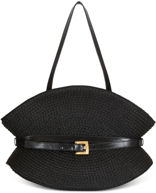 Balmain Sculptural Black Calfskin Leather Bag