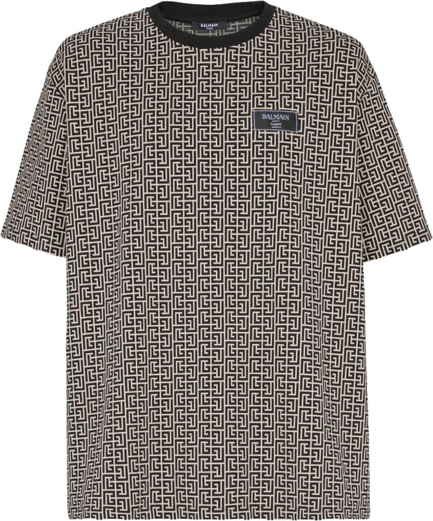 Balmain Geometric Pattern Silk And Nylon Blend T-Shirt