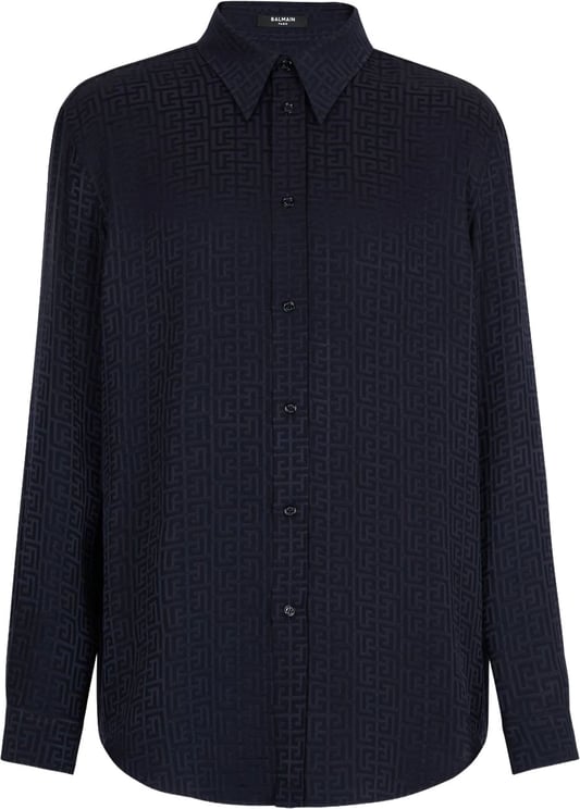 Balmain Jacquard Pattern Silk-Nylon Blend Shirt