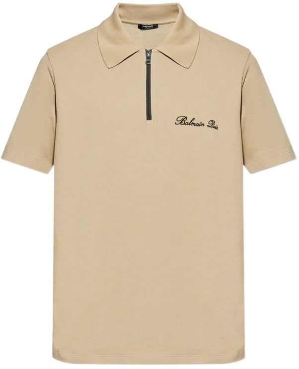 Balmain Short-Sleeved Beige Polo