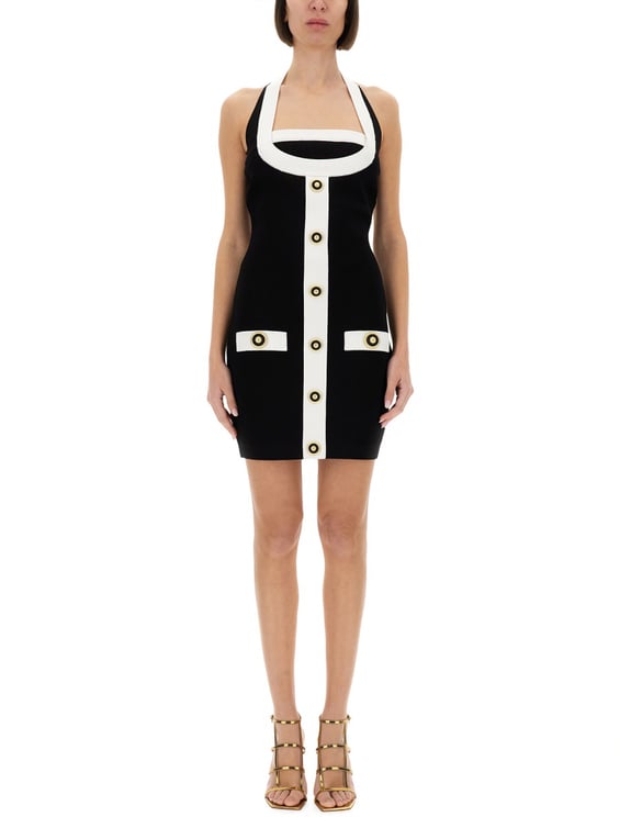 Balmain TWO-TONE DRESS WITH OPEN BACK