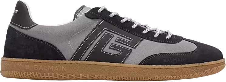 Balmain Grey Low Top Suede Panel Sneakers