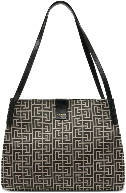 Balmain Medium Structured Geometric Maze Design Tote