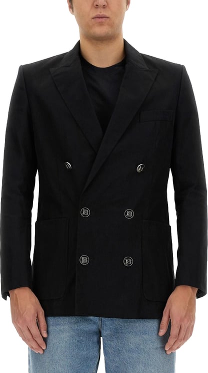 Balmain Double-Breasted Jacket With Peaked Lapels