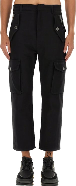 Balmain Cropped Black Cargo Pants