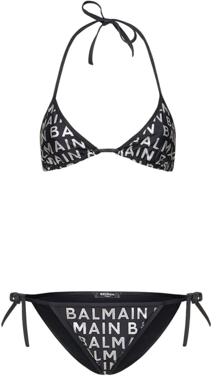 Balmain Elegant black bikini with triangle top and slip