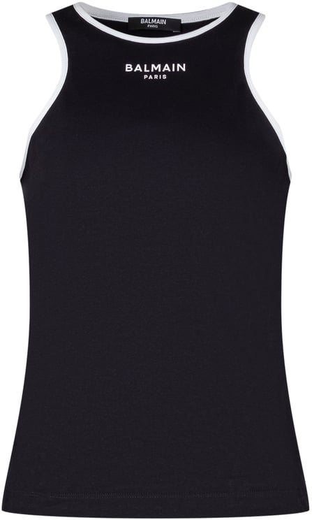 Balmain Top in Jersey con Logo Frontale