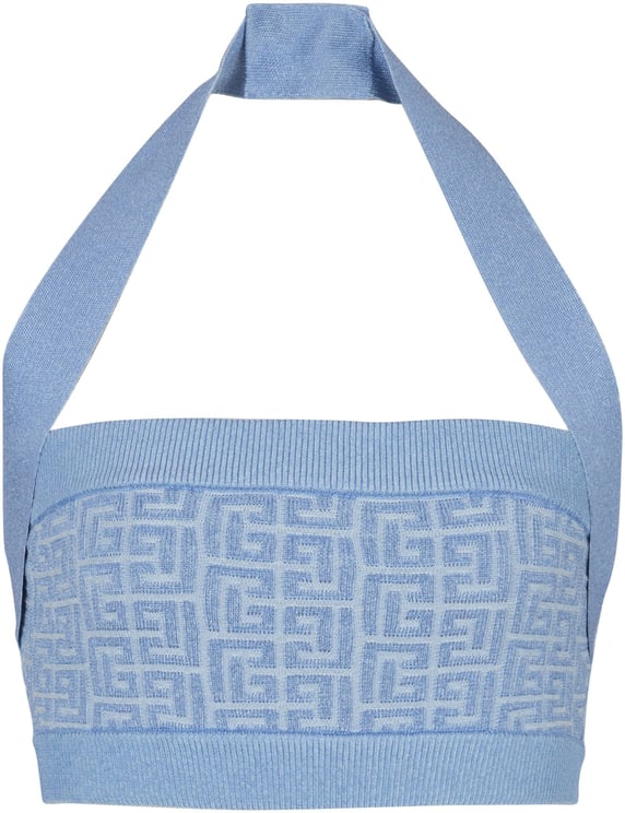 Balmain Blue Bra Top PB Monogram Top