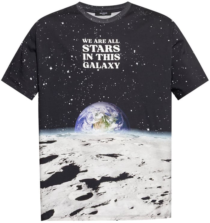 Balmain Space-Themed Graphic T-Shirt