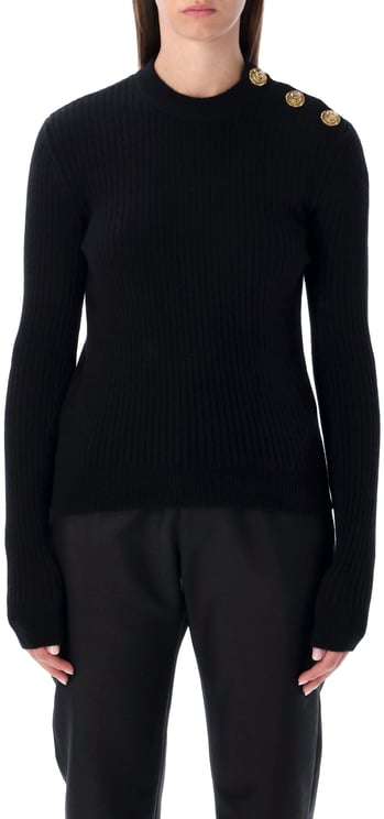 Balmain High Collar Ls Btn Gold Nero