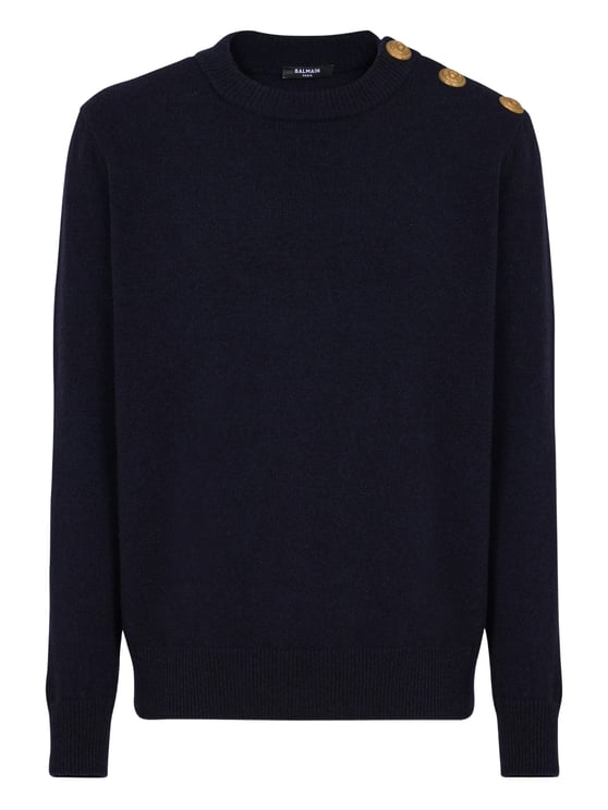Balmain Dark Navy Classic Crew Neck Sweater